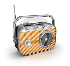 Retro radio on white background