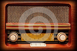 Retro radio in wooden case.