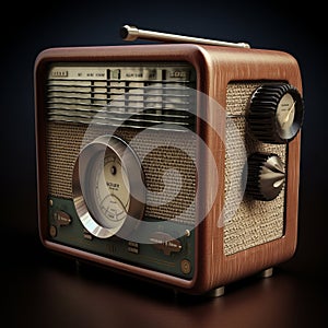 A retro radio on a wooden table ai, ai generative, illustration