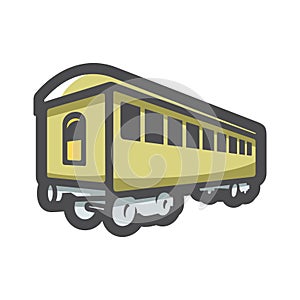 Retro railway Carriage Vector icon Cartoon illustration