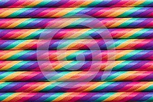 Retro rainbow abstract straws row background