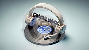Retro Record Playback Circle Back Pulse Rhythmically on Headphones photo
