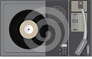 Retro record player with 45 rpm record