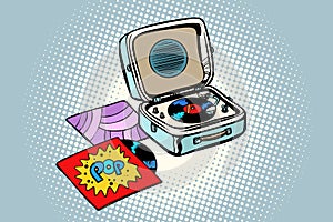 Retro record player, gramophone. Pop vinyl