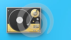 Retro record - vinyl player isolated on colored background.3D il