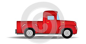 Retro red cartoon car Isolated on white background. Transport vehicle. Vector illustration in flat style