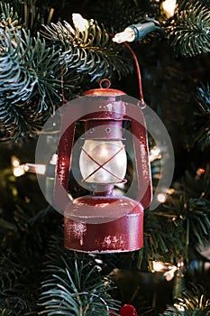 Retro Red Christmas ornament on Christmas Tree