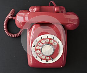 Retro red desktop telephone