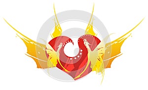 Retro red dragon heart