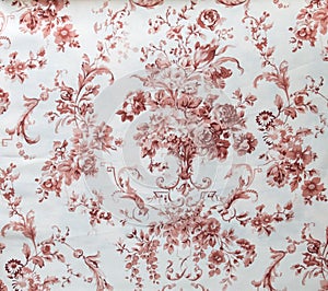 Retro Red Floral Pattern Fabric Background