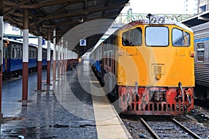 Retro Red orange train, Diesel locomotive