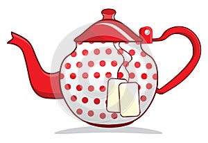 Retro red teapot photo