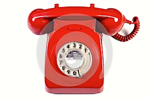 Retro red telephone isolated