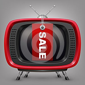 Retro red tv with labal sale