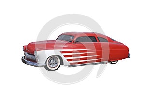 Retro red and white coupe photo