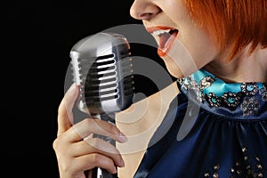 Retro redhead female singer