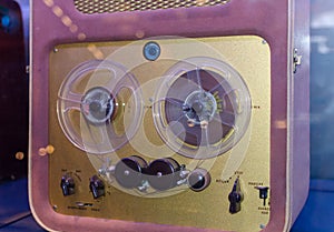 Retro reel player. Close up