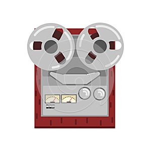 Retro reel recorder tape player vector Illustration on a white background