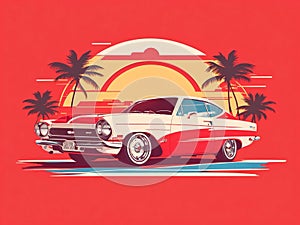 Retro Revival: Classic Car in Vibrant Miami Streets