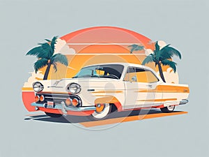 Retro Revival: Classic Car in Vibrant Miami Streets