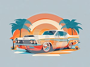 Retro Revival: Classic Car in Vibrant Miami Streets