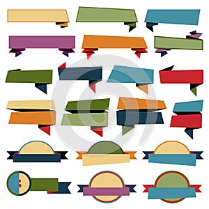 Retro Ribbons Banners collection on white background