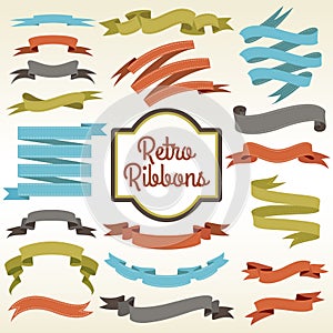 Retro ribbons cuttings composition poster