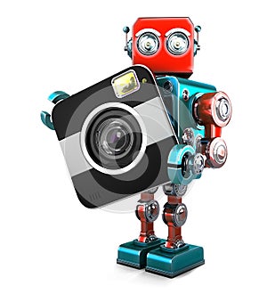Retro robot with camera. . Contains clipping path