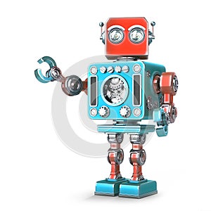 Retro robot. Isolated. Contains clipping path