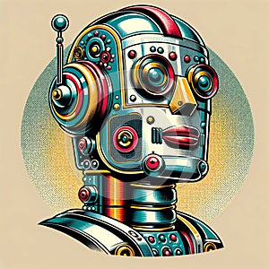 Retro Robot: A Nostalgic Pop Art Journey. Generative AI.