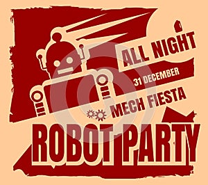 Retro robot party poster