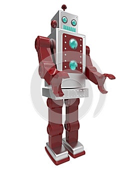 Retro robot on white background with clipping mask