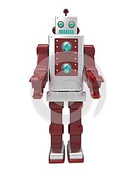 Retro robot on white background with clipping mask