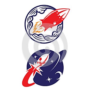Retro Rockets. vintage rocket science vector illustration