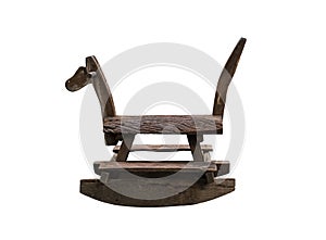 Retro rocking horse made with wood isolated on white background