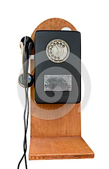Retro rotary old phone on white background