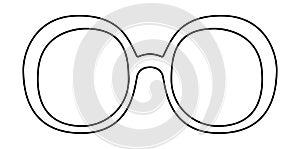 Retro Round frame glasses fashion accessory illustration. Sunglass front view for Men, women, unisex silhouette style