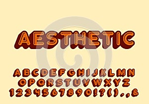 Retro rounded letters in 3d style with inside and outside shadows. 3d vintage alphabet