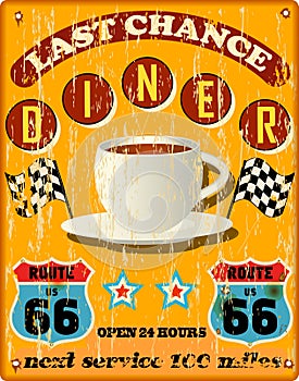 Retro route 66 diner sign