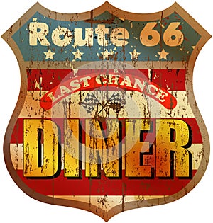 Retro route 66 diner sign,vector eps 10