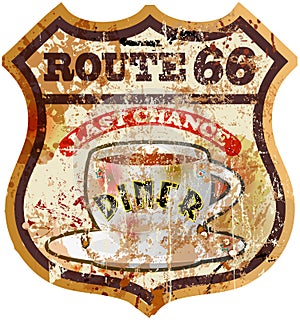 Retro route 66 diner sign,vector eps 10