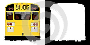 Retro School Bus-Back view white background alpha png 3D Rendering Ilustracion 3D photo