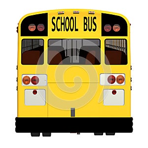 Retro School Bus- Back view white background 3D Rendering Ilustracion 3D photo