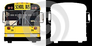 Retro School Bus-Front view white background alpha png 3D Rendering Ilustracion 3D photo