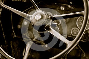 Retro School Bus Steering Wheel Circa 1950 photo