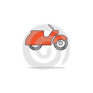 Retro scooter color thin line icon.Vector illustration