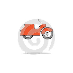 Retro scooter color thin line icon.Vector illustration