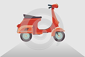 Retro scooter. Side view. Detailed image of an old motorcycle. Moped vector illustration isolated on white