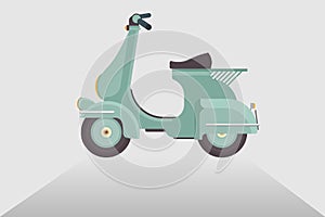 Retro scooter. Side view. Detailed image of an old motorcycle. Moped vector illustration isolated on white