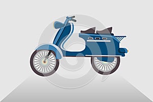 Retro scooter. Side view. Detailed image of an old motorcycle. Moped vector illustration isolated on white